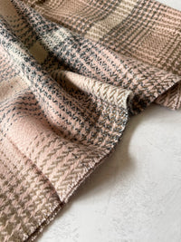 LARGE WOOL MIX THICK CHECKED SHAWL - PINK - A-SHU.CO.UK