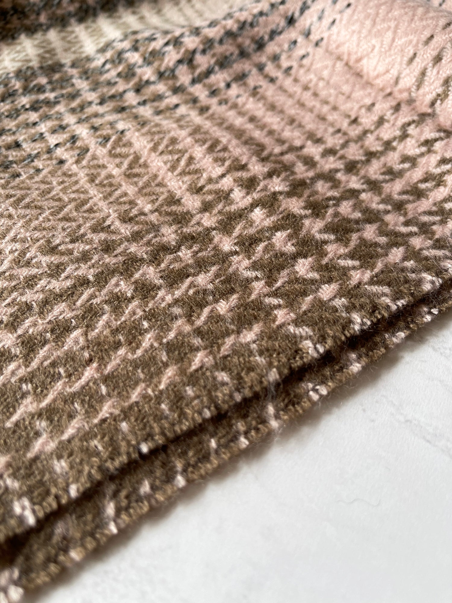 LARGE WOOL MIX THICK CHECKED SHAWL - PINK - A-SHU.CO.UK