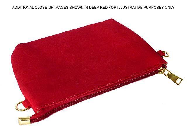 A-SHU 2 PIECE FAUX SUEDE HOLDALL HANDBAG / FOLD-OVER CLUTCH BAG WITH CROSS-BODY BAG - BLUSH PINK - A-SHU.CO.UK