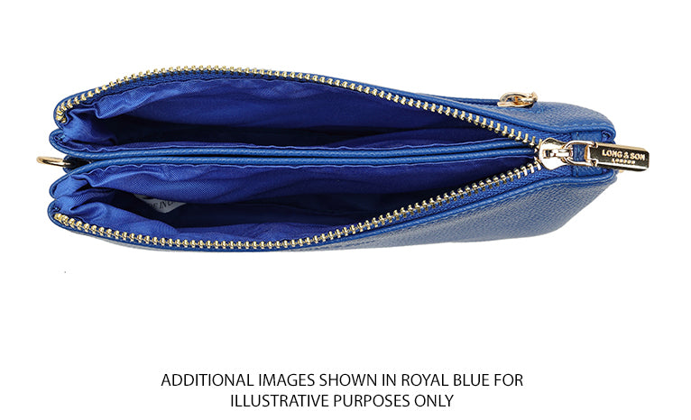 SMALL MULTI-POCKET CROSSBODY PURSE BAG WITH WRIST AND LONG STRAPS - ORANGE