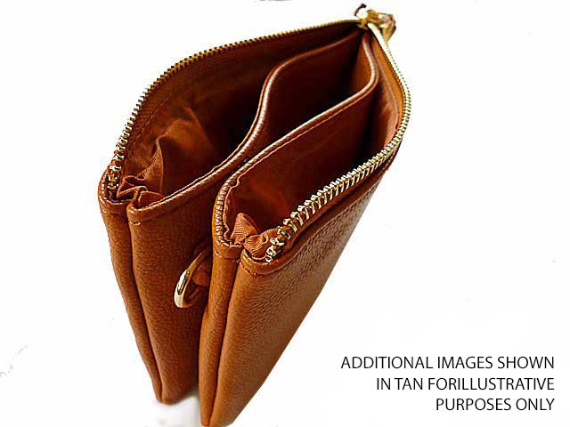 SMALL MULTI-POCKET CROSSBODY PURSE BAG WITH WRISTLET AND LONG STRAP - MUSTARD YELLOW