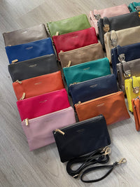 SMALL MULTI-POCKET CROSSBODY PURSE BAG WITH WRIST AND LONG STRAPS - ROYAL BLUE