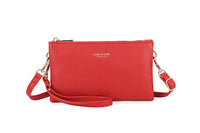 SMALL MULTI-POCKET CROSSBODY PURSE BAG WITH WRIST AND LONG STRAPS - RED - A-SHU.CO.UK