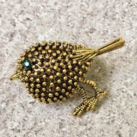 A-SHU ANTIQUE VINTAGE METAL 3-D GOLD BIRD BROOCH / DRESS COLLAR SCARF PIN - A-SHU.CO.UK