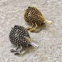 A-SHU ANTIQUE VINTAGE METAL 3-D GOLD BIRD BROOCH / DRESS COLLAR SCARF PIN - A-SHU.CO.UK