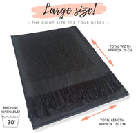 BLACK PAISLEY PRINT REVERSIBLE PASHMINA SHAWL SCARF - A-SHU.CO.UK