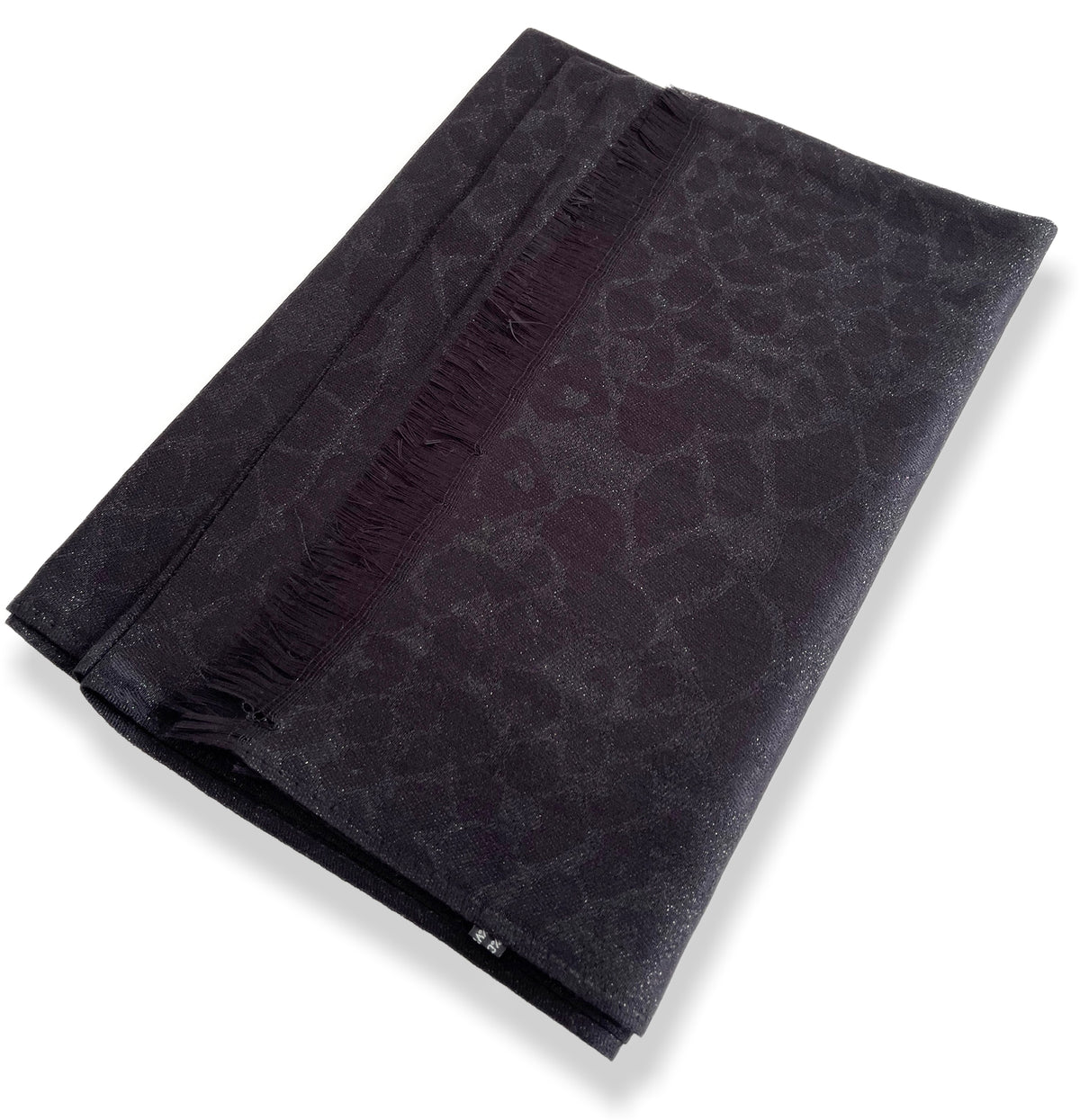 BLACK SPARKLY METALLIC LEOPARD PRINT EVENING SHAWL SCARF - A-SHU.CO.UK