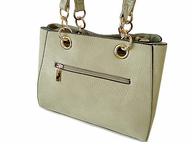 A-SHU LIGHT GREY MULTI-COMPARTMENT CHAIN HANDBAG WITH STRAP - A-SHU.CO.UK