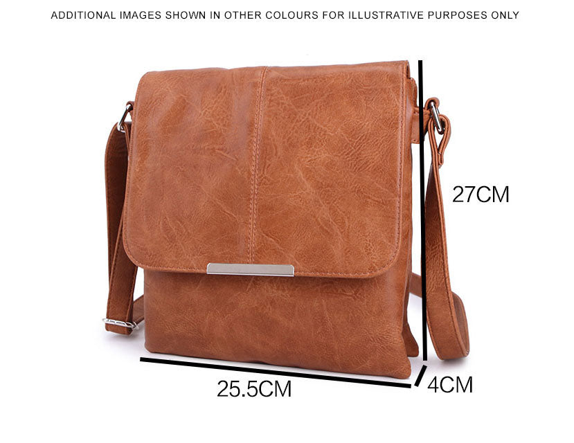 LARGE MULTI POCKET CROSS BODY MESSENGER BAG - DARK GREY