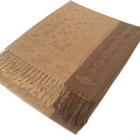 A-SHU GOLD ANIMAL PRINT REVERSIBLE PASHMINA SHAWL SCARF - A-SHU.CO.UK