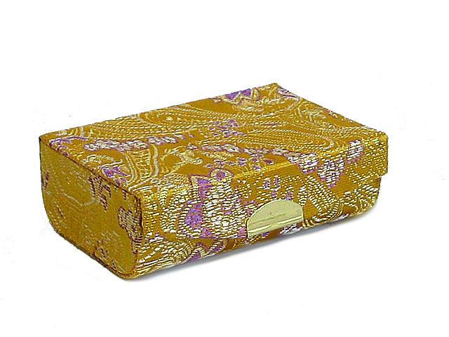 A-SHU MUSTARD YELLOW CHINESE DESIGN SILK EFFECT COIN HOLDER / LIPSTICK CASE - A-SHU.CO.UK