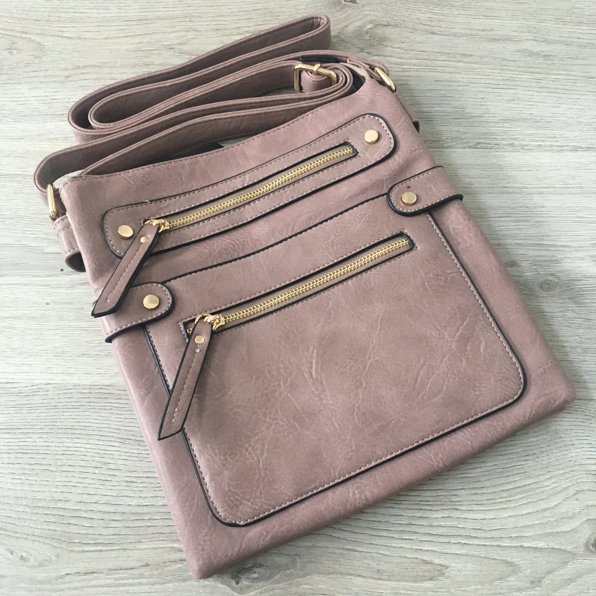 LARGE DARK PINK MULTI COMPARTMENT CROSSBODY BAG WITH LONG STRAP - A-SHU.CO.UK