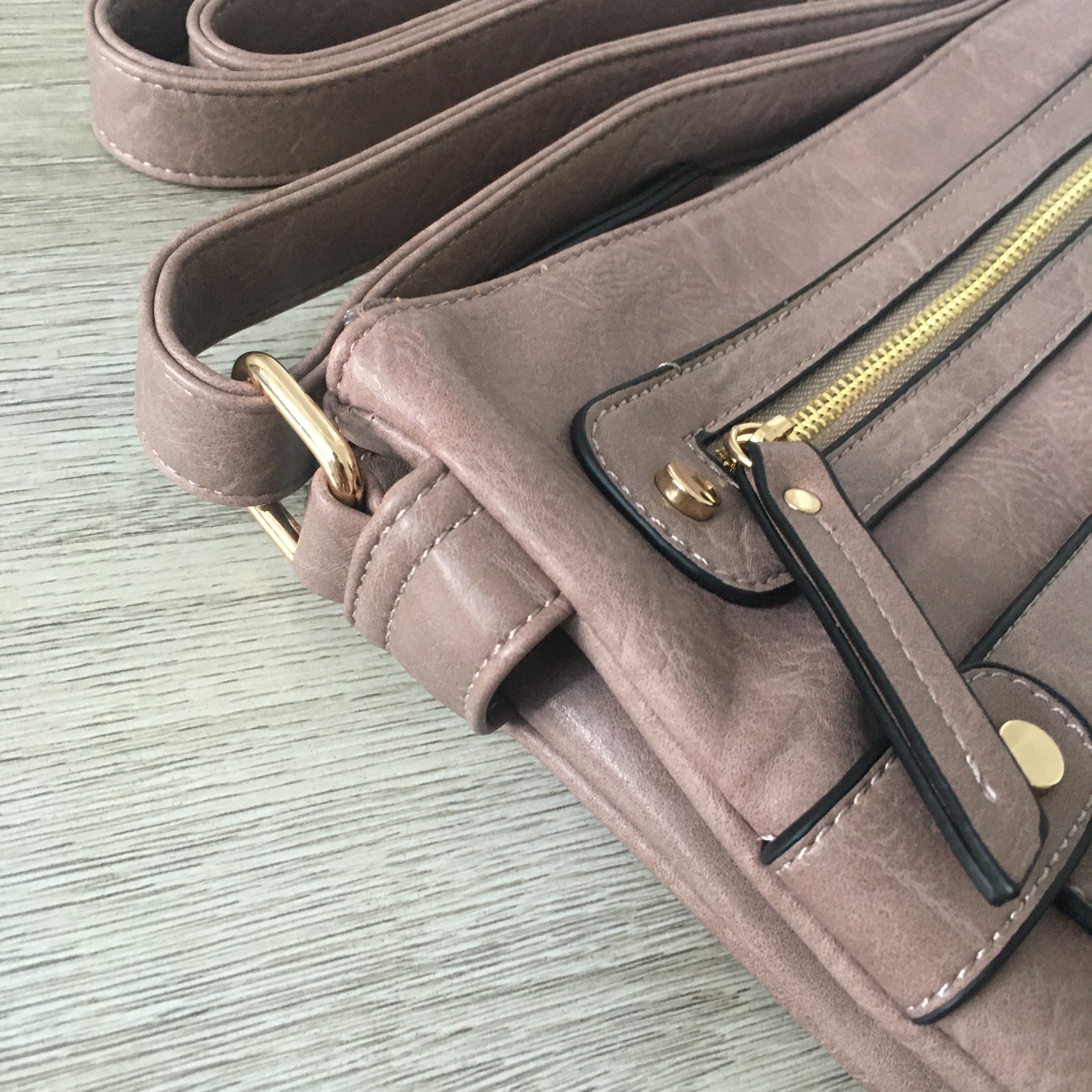 LARGE DARK PINK MULTI COMPARTMENT CROSSBODY BAG WITH LONG STRAP - A-SHU.CO.UK