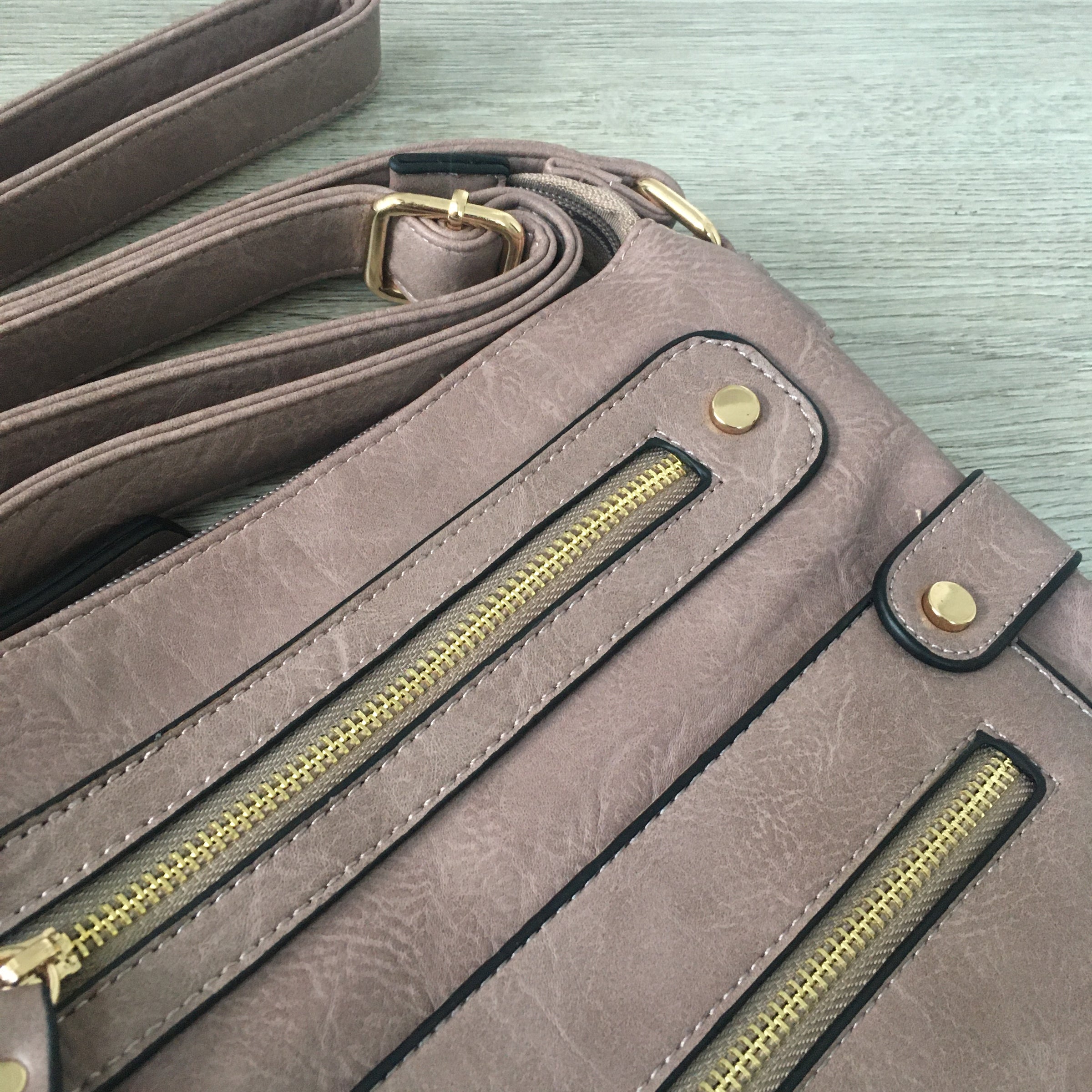 LARGE DARK PINK MULTI COMPARTMENT CROSSBODY BAG WITH LONG STRAP - A-SHU.CO.UK