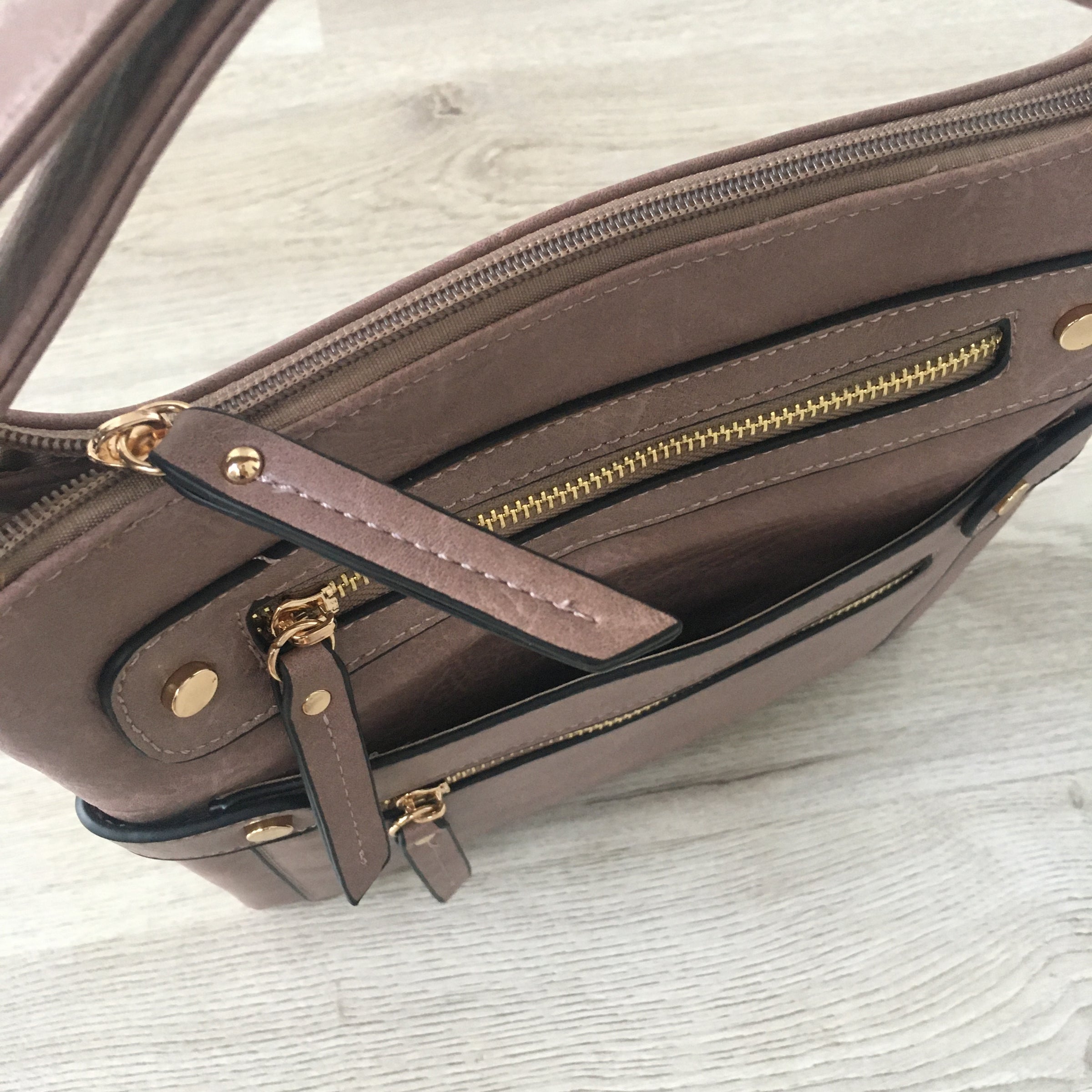 LARGE DARK PINK MULTI COMPARTMENT CROSSBODY BAG WITH LONG STRAP - A-SHU.CO.UK