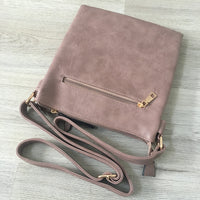 LARGE DARK PINK MULTI COMPARTMENT CROSSBODY BAG WITH LONG STRAP - A-SHU.CO.UK