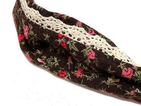 A-SHU MULTI-FUNCTIONAL BENDY FLORAL HEADBAND/ NECK-WRIST-HAIR TIE - DARK BROWN LACE FLORAL - A-SHU.CO.UK