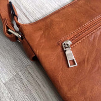 A-SHU LARGE TAN MULTI COMPARTMENT CROSSBODY BAG WITH LONG STRAP - A-SHU.CO.UK