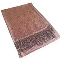 LARGE BLUSH PINK SWIRL FLORAL PRINT REVERSIBLE PASHMINA SHAWL SCARF - A-SHU.CO.UK