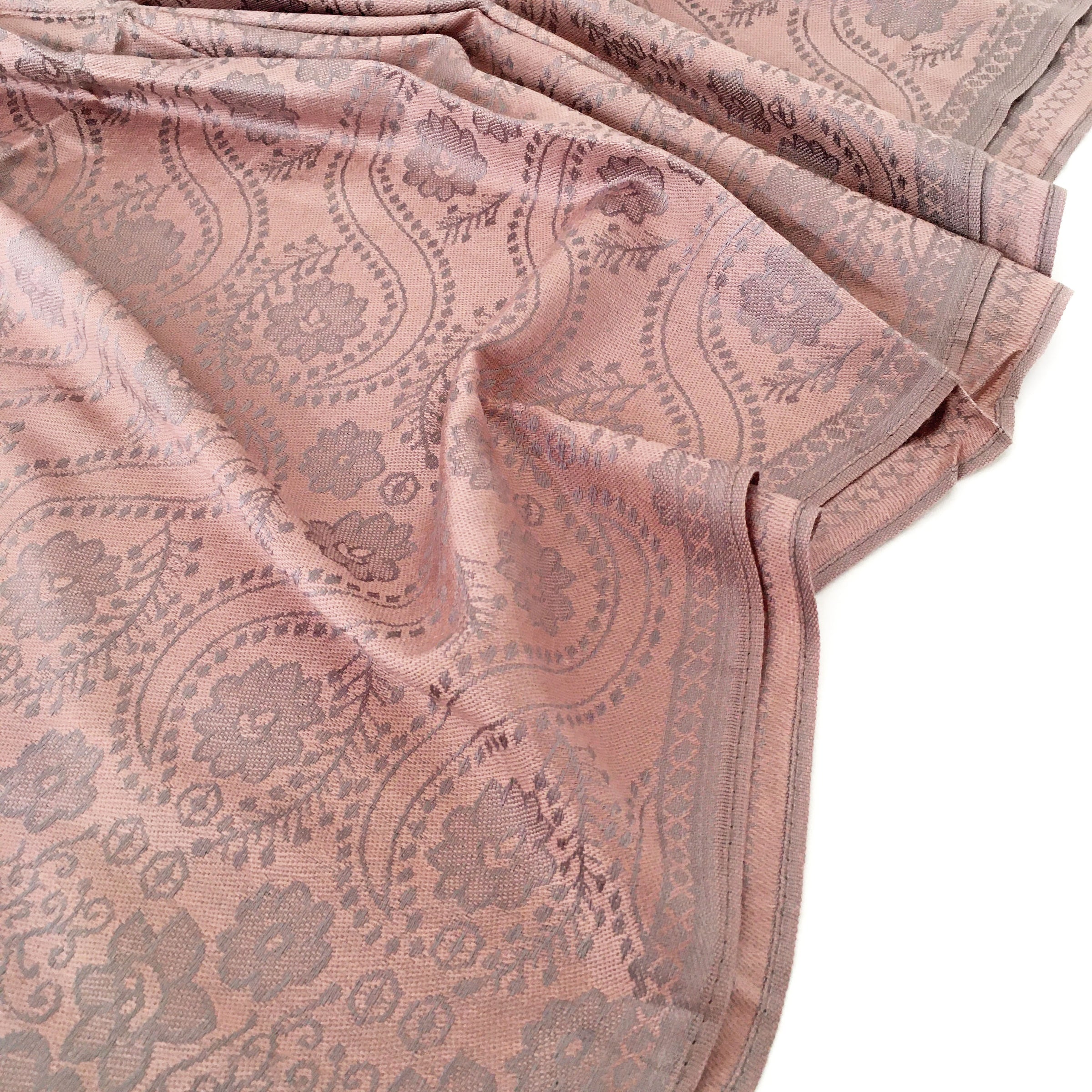 LARGE BLUSH PINK SWIRL FLORAL PRINT REVERSIBLE PASHMINA SHAWL SCARF - A-SHU.CO.UK