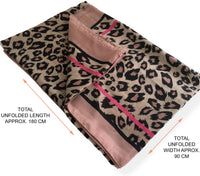 LARGE BLUSH PINK STRIPE LEOPARD PRINT SCARF - A-SHU.CO.UK