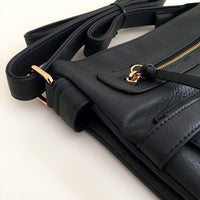 A-SHU NAVY BLUE MULTI COMPARTMENT CROSS BODY SHOULDER BAG - A-SHU.CO.UK