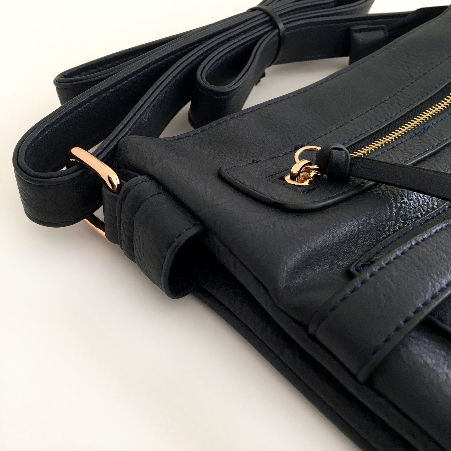 A-SHU NAVY BLUE MULTI COMPARTMENT CROSS BODY SHOULDER BAG - A-SHU.CO.UK