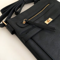 A-SHU NAVY BLUE MULTI COMPARTMENT CROSS BODY SHOULDER BAG - A-SHU.CO.UK