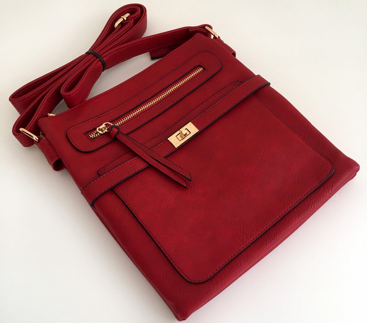 A-SHU RED MULTI COMPARTMENT CROSS BODY SHOULDER BAG - A-SHU.CO.UK