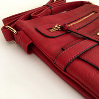 A-SHU RED MULTI COMPARTMENT CROSS BODY SHOULDER BAG - A-SHU.CO.UK