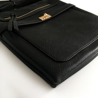 A-SHU BLACK MULTI COMPARTMENT CROSS BODY SHOULDER BAG - A-SHU.CO.UK
