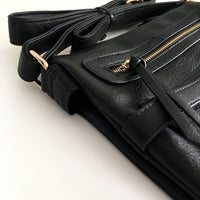 A-SHU BLACK MULTI COMPARTMENT CROSS BODY SHOULDER BAG - A-SHU.CO.UK