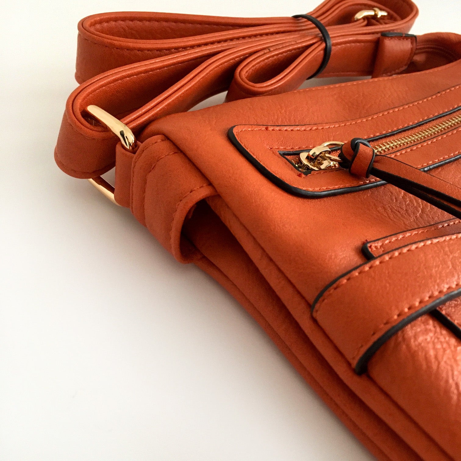 A-SHU ORANGE MULTI COMPARTMENT CROSS BODY SHOULDER BAG - A-SHU.CO.UK