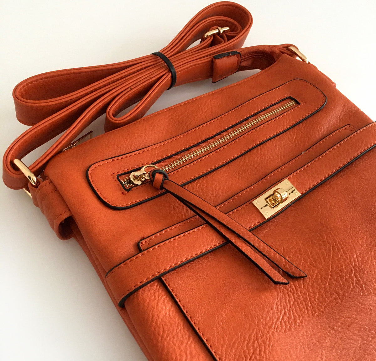 A-SHU ORANGE MULTI COMPARTMENT CROSS BODY SHOULDER BAG - A-SHU.CO.UK