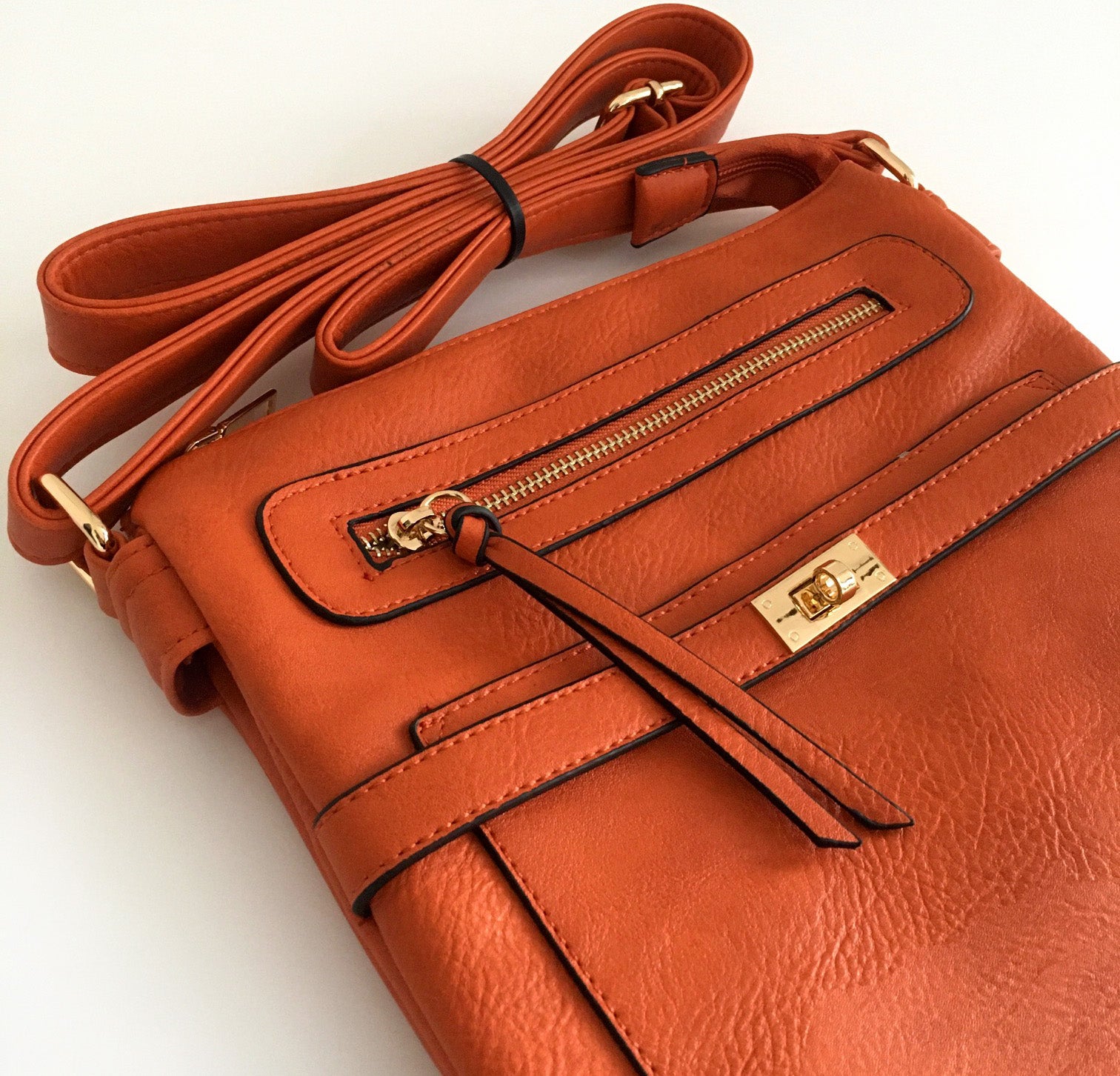 A-SHU ORANGE MULTI COMPARTMENT CROSS BODY SHOULDER BAG - A-SHU.CO.UK