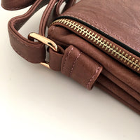 A-SHU LARGE DUSKY PINK TASSEL MULTI COMPARTMENT CROSS BODY SHOULDER BAG WITH LONG STRAP - A-SHU.CO.UK