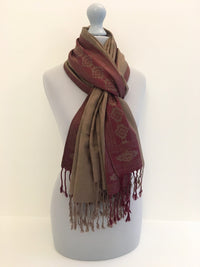 A-SHU MOCHA ANIMAL PRINT REVERSIBLE PASHMINA SHAWL SCARF - A-SHU.CO.UK