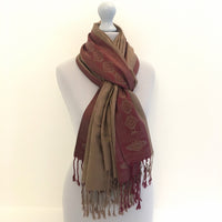 A-SHU MOCHA ANIMAL PRINT REVERSIBLE PASHMINA SHAWL SCARF - A-SHU.CO.UK