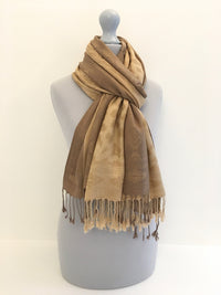 A-SHU GOLD ANIMAL PRINT REVERSIBLE PASHMINA SHAWL SCARF - A-SHU.CO.UK