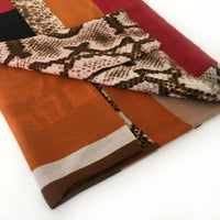 A-SHU LARGE RED BLOCK PRINT SNAKESKIN SHAWL SCARF - A-SHU.CO.UK