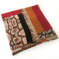 A-SHU LARGE RED BLOCK PRINT SNAKESKIN SHAWL SCARF - A-SHU.CO.UK