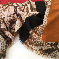 A-SHU LARGE RED BLOCK PRINT SNAKESKIN SHAWL SCARF - A-SHU.CO.UK
