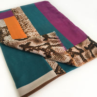 A-SHU LARGE ORANGE BLOCK PRINT SNAKESKIN SHAWL SCARF - A-SHU.CO.UK