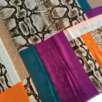 A-SHU LARGE ORANGE BLOCK PRINT SNAKESKIN SHAWL SCARF - A-SHU.CO.UK