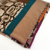 A-SHU LARGE ORANGE BLOCK PRINT SNAKESKIN SHAWL SCARF - A-SHU.CO.UK