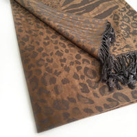 A-SHU BRONZE LARGE LEOPARD PRINT REVERSIBLE PASHMINA SHAWL SCARF - A-SHU.CO.UK