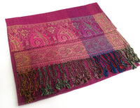 A-SHU LARGE PINK RAINBOW MULTI COLOUR PAISLEY PRINT PASHMINA SHAWL SCARF - A-SHU.CO.UK