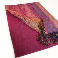 A-SHU LARGE PINK RAINBOW MULTI COLOUR PAISLEY PRINT PASHMINA SHAWL SCARF - A-SHU.CO.UK