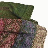 A-SHU LARGE GREEN RAINBOW MULTI COLOUR PAISLEY PRINT PASHMINA SHAWL SCARF - A-SHU.CO.UK