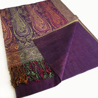 A-SHU LARGE PURPLE RAINBOW MULTI COLOUR PAISLEY PRINT PASHMINA SHAWL SCARF - A-SHU.CO.UK